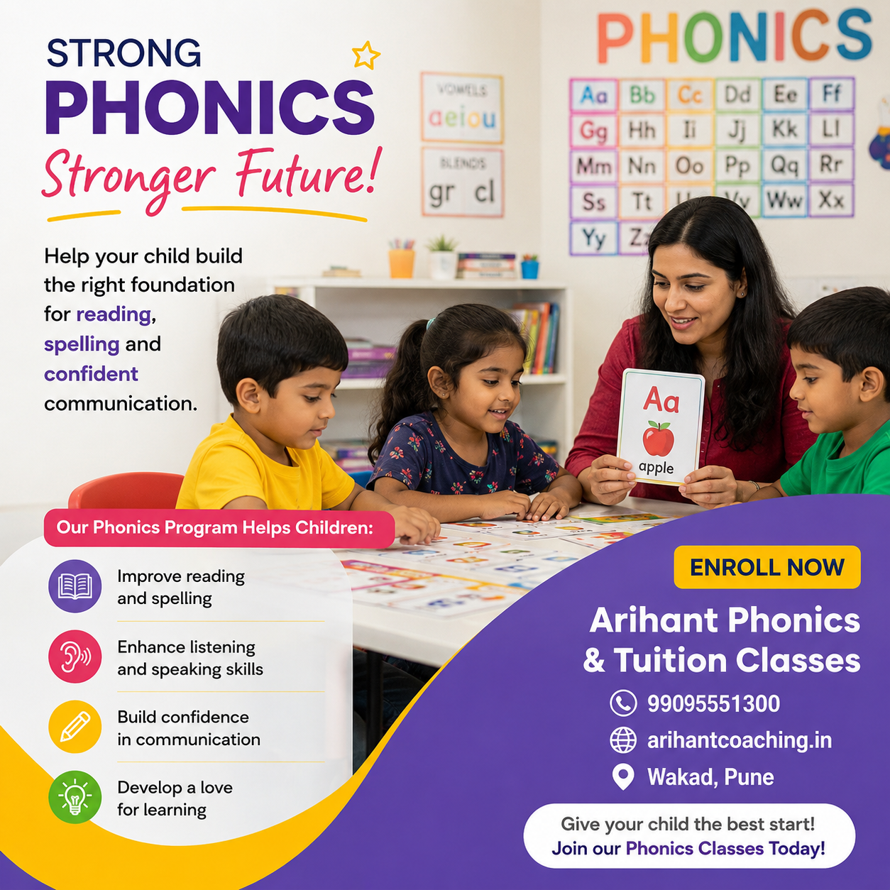 Build Strong Reading Skills with Phonics at Arihant Phonics & Tuition Classes